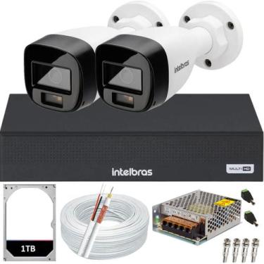 Imagem de Kit 2 Câmeras 1220B Full Color Dvr Intelbras Mhdx 4 Canais hd 1TB Colo