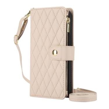 Imagem de LYJSMGZ Capa flip para Iphone17pro Max/17/17Pro/17Air, com 6 compartimentos para cartão e suporte oculto cordão destacável 360° capa protetora de corpo inteiro, bege, 17Air