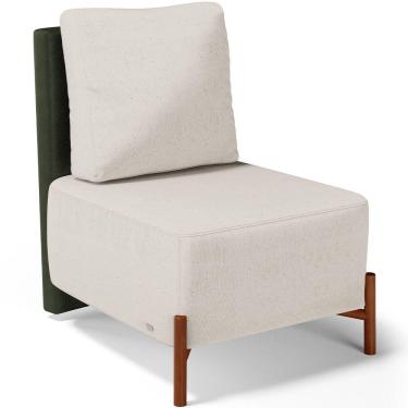 Imagem de Poltrona Decorativa Sala de Estar Living Pés Madeira Hungria L02 Couríssimo Verde Linho Cru - Lyam