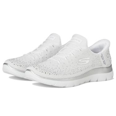 Imagem de Skechers Tênis feminino Summits Brilliant Shine Hands Free Slip-ins, Branco, prata, 40