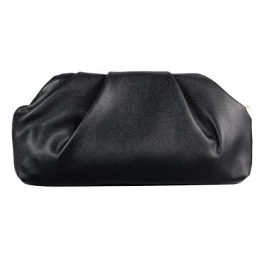Imagem de Ayliss Bolsa de mão feminina de poliuretano, bolsa de ombro transversal, bolsa de mão clutch de casamento, para formatura, coquetel, festa formal, Preto