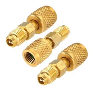 Imagem de 3un Adaptador Latão R32 R454B, Conexões de Refrigerante de Baixa Perda com Rosca Reversa SAE Fêmea para Macho 1/4" para Sistemas HVAC Sistemas Mini-Split e Tanques