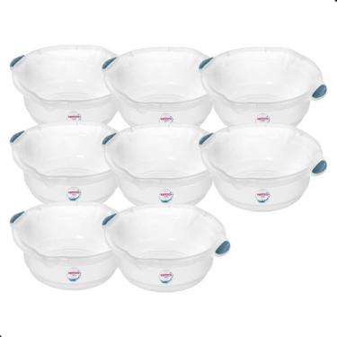 Imagem de Kit 8 Bacia Plastica Para Limpeza e Uso Geral Hydrus Transparente 5L S