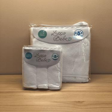 Imagem de Kit Toalha de Banho e 3 Paninhos de Boca/Babitas Branco - Laço Bebê