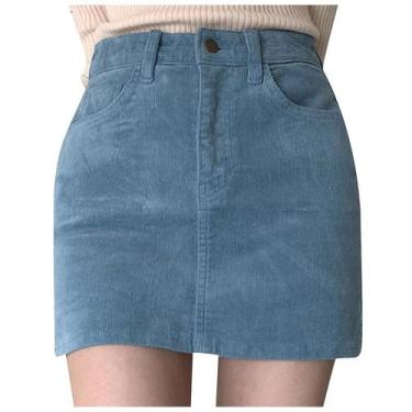 Imagem de Uniforme Cintura Vintage Cordur A-line Saia de cintura alta xadrez sai