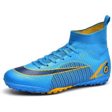 Imagem de Tênis de futebol masculinos de futebol com pontas longas, couro e borr