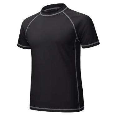 Imagem de Camisa Rash Guard MAGCOMSEN para homens UPF 50+ Quick Dry Black