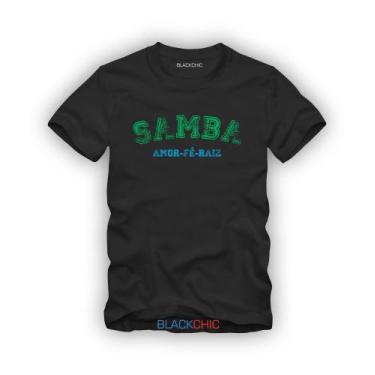 Imagem de Camiseta Samba Amor Fé Raiz Pagode Masculina - Blackchic, Preto, GG