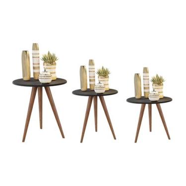 Imagem de Jogo 3 Mesa Lateral Tati Off White Pé Palito 70cm 60cm 50cm - Jthome, 
