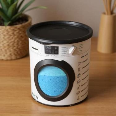 Imagem de Kit Pote Hermético Porta Sabão em Pó Multiuso Redondo Lavanderia 1,6kg