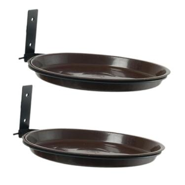 Imagem de Generic 2 peças de alimentadores de pássaros montados na parede, bandejas de água para banho de pássaros para jardim, quintal, cerca, poste de madeira externo