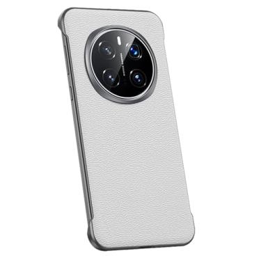 Imagem de HAOMRIYL Capa de couro para Honor Magic 8 Pro/8, capa protetora fina de couro genuíno sem moldura, à prova de choque, branca, 8Pro