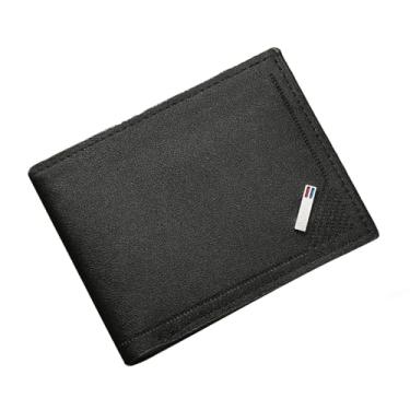 Imagem de Carteira masculina fina com bloqueio de RFID – dobrável de couro com clipe para dinheiro, porta-cartões minimalista para cartões/dinheiro, Preto, Minimalista