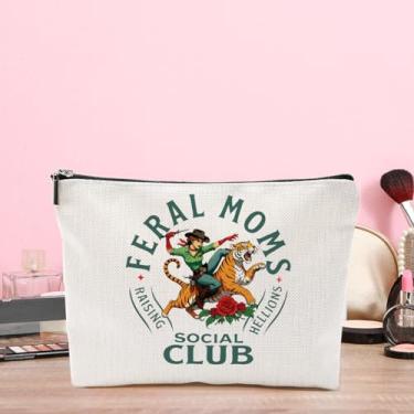 Imagem de Bolsa de maquiagem Feral Mom, presentes de filho, filha, dia das mães, presentes de aniversário para mãe, melhor mãe de todos os tempos, bolsas de cosméticos