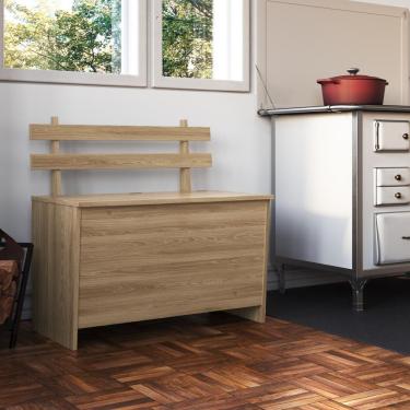 Imagem de Armário Caixa De Lenha Porta Trecos Infantil 73cm Com Assento E Encosto Aveiro Oak Aveiro Oak