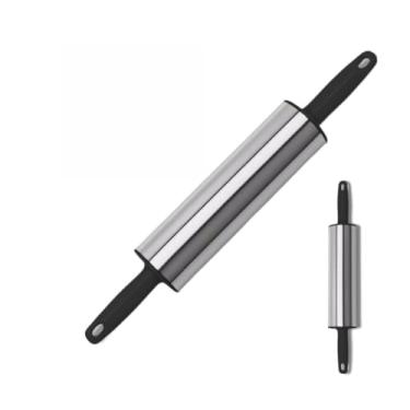 Imagem de Rolo de Massa Inox Giratório 37,5cm, Ideal para Pizza, Pastel, Pão e Torta(2)