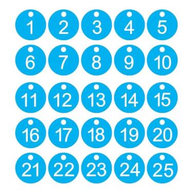 Imagem de PATIKIL 1-25 etiquetas numéricas, 25 peças, etiquetas redondas com número de identificação, chaveiro numerado de plástico para armários de bagagem, organizador de cabides de vendas de campo, etiquetas