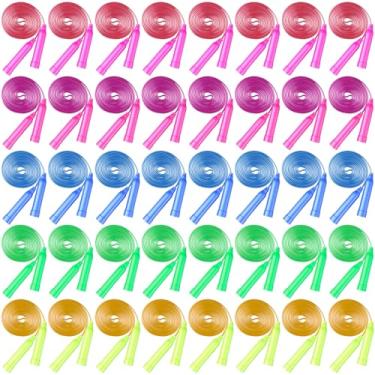 Imagem de Wlilupah 40 cordas coloridas de pular para crianças com alças de plástico, presente para crianças, corda de pular ajustável de 2 metros para exercícios ao ar livre, equipamento de festa