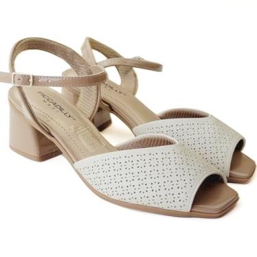 Imagem de Sandália Feminina Salto Tamanho:33;Cor:Off White+Amêndoa