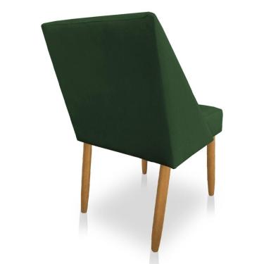 Imagem de Kit 08 Cadeiras Poltona Juliana Suede Verde Pés Palito Castanho