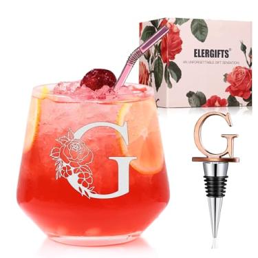 Imagem de Presentes personalizados para mulheres, monograma A-Z taça de vinho presente personalizado, presentes exclusivos de aniversário de Natal para mulheres, sua mãe, amiga, irmã, esposa, filha, enfermeira