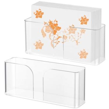 Imagem de Suporte de guardanapo para mesa, 2 peças de caixas dispensadoras de papel toalha de papel acrílico transparente 23 x 6 x 9 cm com ranhura em U, fácil de acessar e reabastecer