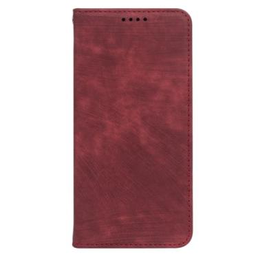 Imagem de FWYANZH Capa de couro para Xiaomi 17 Pro Max/17 Pro/17, carteira flip magnética com suporte para cartão, capa protetora à prova de choque, vermelha, 17