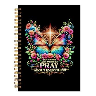 Imagem de LADOCK Caderno cristão borboleta, diário inspirador de versículo bíblico para mulheres, orar sobre tudo, escritura religiosa, caderno espiral, diário de oração para mulheres, 13 x 21 cm