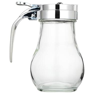 Imagem de Dispensador de xarope e molho de vidro à prova de vazamento, tampa de aço inoxidável, organizador de bancada, 8 x 8 x 10 cm / 3,2 x 3,2 x 4 polegadas