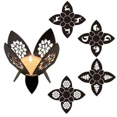 Imagem de Sosihua Suporte de vela dobrável | Luzes de chá de gato vintage preto decoração de suporte de castiçal de metal para mesa centro de mesa, festival de Natal, festa de casamento, decoração de casa (1