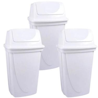 Imagem de Lixeira basculante 14 litros branca com 3 unidades Plasutil ref.4745