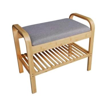 Imagem de Banco Recamier Multifuncional Bambu Almofadado com Sapateira - ELOMIO,