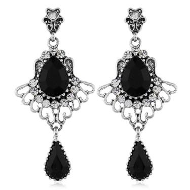 Imagem de Brincos de cristal vintage para mulheres, brincos de gota de cristal, brincos de strass para noivas, brincos pendentes de cristal para formatura, casamento, presente, one size, Liga de aço, Sem pedra