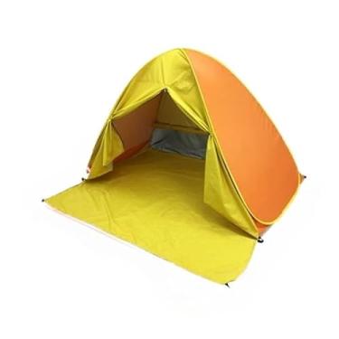 Imagem de Barraca Tenda Proteção Solar Praia Acampamento Uv Portátil(Amarelo com cortina de porta)
