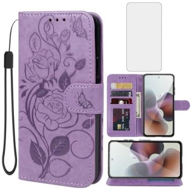 Imagem de Vavies Capa para Moto G56 5G Capa/Moto G66Y/Moto G66J Capa carteira com protetor de tela de vidro temperado, flor de couro flip suporte para cartão de crédito capa de telefone para Motorola Moto G56