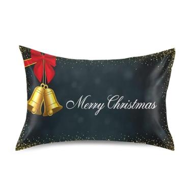 Imagem de SEHANY Capas de almofada de seda de bola de Natal para cabelo e pele, capas de almofada de cetim respiráveis macias e refrescantes com fecho de envelope, tamanho Queen (50,8 x 76,2 cm)