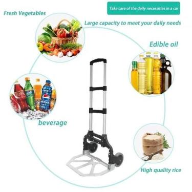 Imagem de Carrinho Mão Dobrável Transporte Carga Até 80kg De Aluminio - Tomate