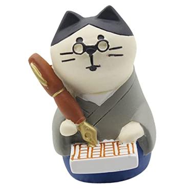 Imagem de Naroote Requintado Estátua de Mesa de Gato, Escultura de Animal Fofo, Ornamento de Resina, Ideal para Decoração de Estante de Sala de Estar (#12)
