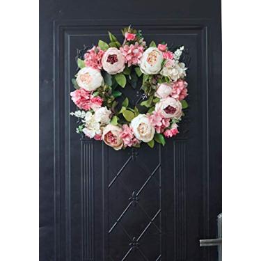 Imagem de Guirlanda de Peônia Artificial Decoração Porta com Flor Seca Anel Ornamento Parede Trabalho Exquisito Flores Seda