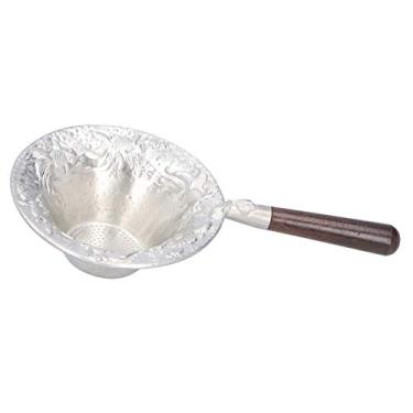 Imagem de Pissente Peneira de Chá No Estilo Japonês Infusor de Folhas de Chá Artesanal Em Estanho Com Cabo de Madeira Furos de Filtro Fino Acessório para Conjunto de (Ralo de chá de lata de peixinho dourado