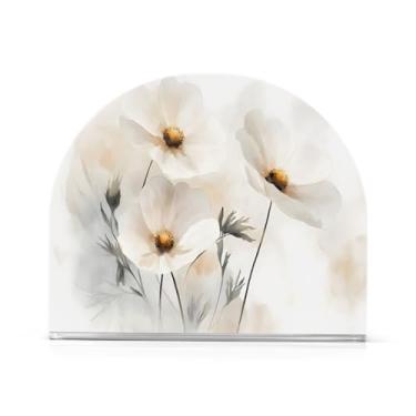Imagem de Wassud Elegante flor silvestre (2) porta-guardanapos de acrílico, dispensador de guardanapo de papel moderno em forma de U para mesa, cozinha, sala de jantar, bancada 1 peça (comporta 50-60