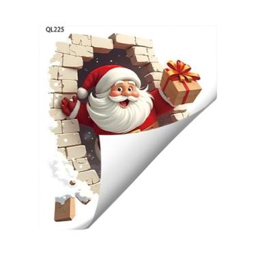 Imagem de predolo Adesivos de parede de Natal com Papai Noel, decalques de PVC fáceis de remover, decoração natalina moderna para geladeira, casa, sala de aula e, Style C