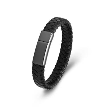 Imagem de mingkejw Pulseira de urna de cremação para cinzas masculina trançada de couro genuíno de aço inoxidável memorial pulseira trançada pulseira de lembrança para entes queridos com ferramenta de