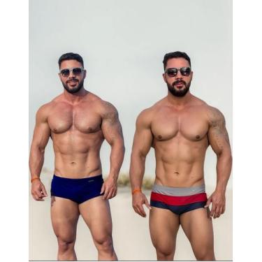 Imagem de Sunga Listrada Masculina Adulto Kit Hoggi Varias Cores verão, Cinza ve