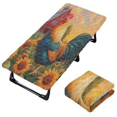 Imagem de Burbuja Lençol de cama de galo no jardim para crianças, tapete de cochilo acolchoado portátil com faixa elástica para meninas e meninos, lavável na máquina, 63,5 x 127 cm