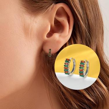 Imagem de Brincos modernos de zircônia cúbica para mulheres, brincos leves de prata esterlina, brincos grossos de argola para mulheres, brincos banhados a ouro 14K, joias de 10 mm, standard, Latão, Sem pedra