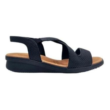 Imagem de Sandália Usaflex Anabela Super Leve Palmilha Massageadora Cor:Marfim;Tamanho:38-Feminino