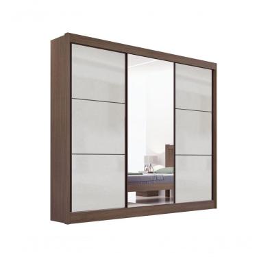 Imagem de Guarda Roupa Cristal Casal 3 Portas Ripado Sem Pés 6 Gavetas D' Doro Branco