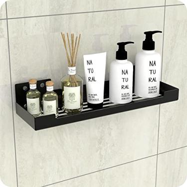 Imagem de Porta Shampoo Com Adesivo Suporte Banheiro Preto ELG