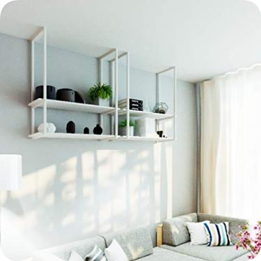 Imagem de Nicho Branco Prateleira Suspensa Teto Sala Branca 100cm